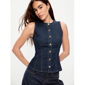 Old Navy Fitted Sleeveless Button-Front Top - Dark Wash in Saudi Arabia