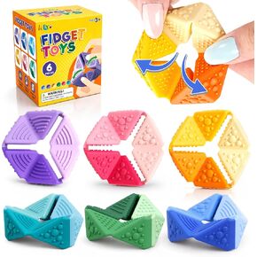 KLT Fidget Sensory Toys for Kids - 6 Pack Quiet Textured Flip Cube for Calm in Kuwait