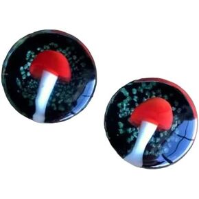 Lobal Domination Pair of Floating Red Mushroom Pyrex Glass Double Flare Plugs with Glow in The Dark Background in Kuwait