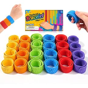 Sensory Fidget Toys for Kids: Textured Silicone Slap Bracelets 6 Pack, Stress Relief Fidgets for Autism ADHD, Wearable Sensory Toys for Adults Office Desk, Calm Down Travel Airplane Toys in Kuwait