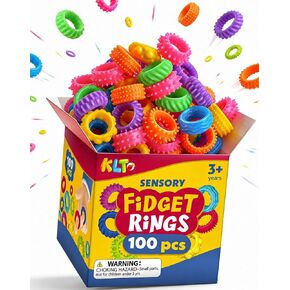 KLT Fidget Toys Bulk for Kids: 100pcs Textured Fidget Ring - Classroom Prize Box Quiet - Halloween Goodie Bag Stuffers & Party Favors - Sensory Bin Filler for ADHD Autism Kids Stress Relief in Kuwait