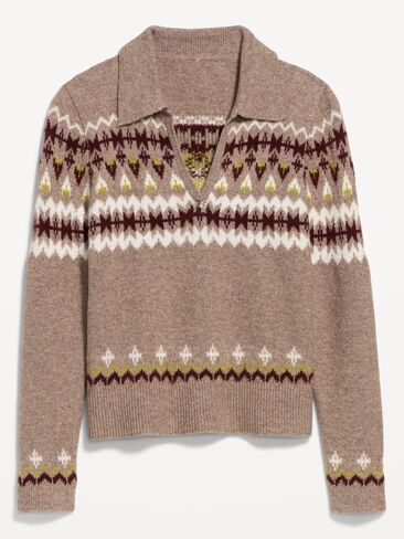 Old Navy SoSoft Cropped Long-Sleeve Sweater - Neutral Fair Isle in Kuwait
