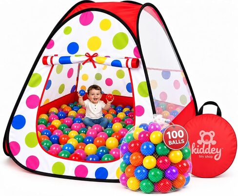 Kids Play Tent with 100 Balls – Extra Large 56″x50″ Pop-Up Ball Pit – Indoor/Outdoor Playhouse with Mesh Windows & Carry Bag in Kuwait