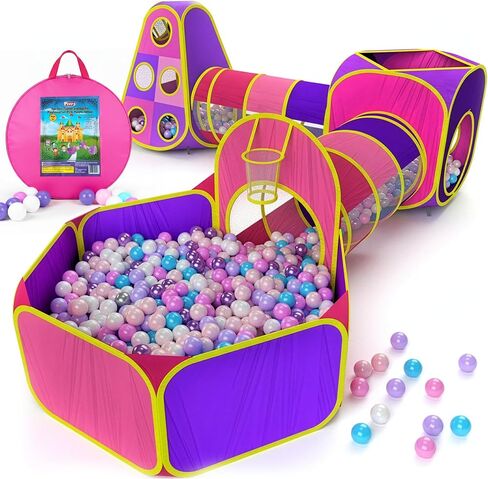 Playz 5pc Pop Up Play Tent and Crawl Through Tunnels for Kids w/Carry Bag in Kuwait