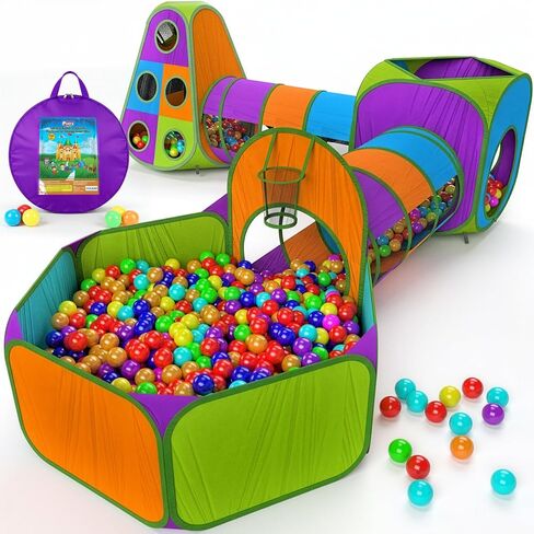 Playz 5pc Pop Up Play Tent and Crawl Through Tunnels for Kids w/Carry Bag in Kuwait