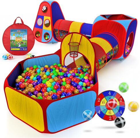 Playz 5pc Pop Up Play Tent and Crawl Through Tunnels for Kids w/Carry Bag in Kuwait