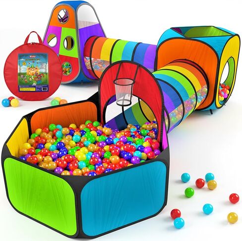 Playz 5pc Pop Up Play Tent and Crawl Through Tunnels for Kids w/Carry Bag in Kuwait