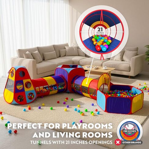 Playz 5pc Pop Up Play Tent and Crawl Through Tunnels for Kids w/Carry Bag in Kuwait