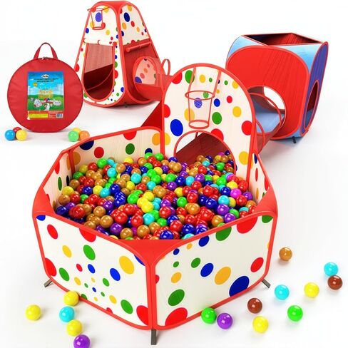 Playz 5pc Pop Up Play Tent and Crawl Through Tunnels for Kids w/Carry Bag in Kuwait