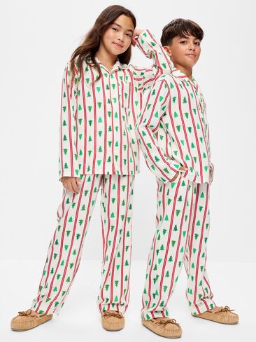 Old Navy Gender-Neutral Printed Flannel Pajama Pants Set for Kids - Tree Stripes (Match the Fam!) in Kuwait