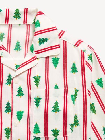 Old Navy Gender-Neutral Printed Flannel Pajama Pants Set for Kids - Tree Stripes (Match the Fam!) in Kuwait