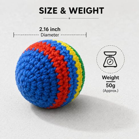 WesGen 3 Pack Handmade Crocheted Footbags, Upgraded Thick Cotton Hacky Kick Sack Balls with Ceramic and Foam Blend Fill, No-Leak Juggling Balls for Adults, Teens and Outdoor Games in Saudi Arabia