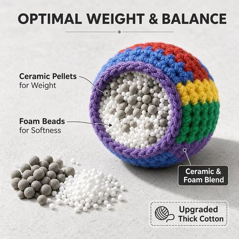 WesGen 3 Pack Handmade Crocheted Footbags, Upgraded Thick Cotton Hacky Kick Sack Balls with Ceramic and Foam Blend Fill, No-Leak Juggling Balls for Adults, Teens and Outdoor Games in Saudi Arabia