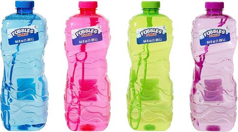 Little Kids Bubbles by Fubbles 64oz Non Toxic Bubble Solution | Refill Solution for Bubble Machines and Bubble Toys | Bubble Wand Included, Colors May Vary in Kuwait