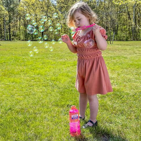 Little Kids Bubbles by Fubbles 64oz Non Toxic Bubble Solution | Refill Solution for Bubble Machines and Bubble Toys | Bubble Wand Included, Colors May Vary in Kuwait