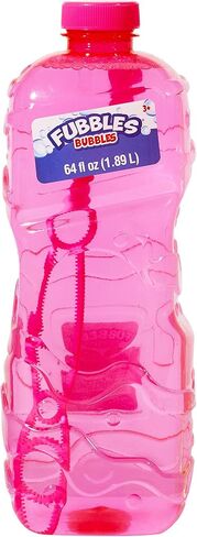 Little Kids Bubbles by Fubbles 64oz Non Toxic Bubble Solution | Refill Solution for Bubble Machines and Bubble Toys | Bubble Wand Included, Colors May Vary in Kuwait