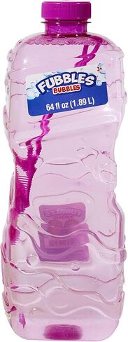 Little Kids Bubbles by Fubbles 64oz Non Toxic Bubble Solution | Refill Solution for Bubble Machines and Bubble Toys | Bubble Wand Included, Colors May Vary in Kuwait