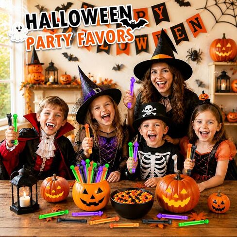 Halloween Treats Non Candy for Toddlers 24-300 PCS, Mini Bubble Wands Prizes Toys Gifts Bags for Kids, Small Halloween Birthday Classroom Party Basket Goody Bag Stuffer Trinkets Stuff for Boys Girls in Kuwait