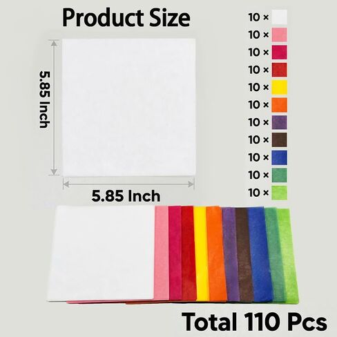110 Pcs Kite Paper for Craft: 6" x 6" Tissue Paper Kit for DIY Art, 10 Color Sheets for Window Crafts or Holiday Decoration in Saudi Arabia