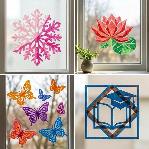 110 Pcs Kite Paper for Craft: 6" x 6" Tissue Paper Kit for DIY Art, 10 Color Sheets for Window Crafts or Holiday Decoration in Saudi Arabia