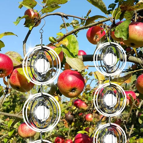 12 PCS Stainless Steel Bird deterrents for Outside,Bird reflectors to Keep Birds Away,3D Wind Spinners Outdoor Bird Scarer Discs Set Pigeon Deterrent to Keep Swallows Sparrow Away Garden Porch Pool in Kuwait