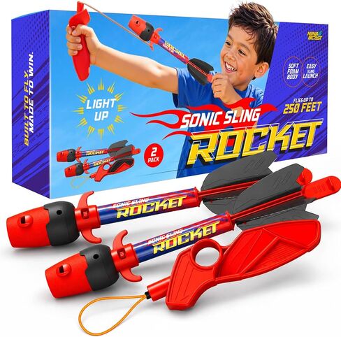 Light Up Toy Slingshot Rocket Launcher - Kids Outdoor Toys Ages 8-12 Years - 10 Year Old Boy Birthday Gift - Outside Sling Shot Boys Toys for 8 9 10 11 12 Year Old - Fun Gifts for Boys 8-10, 8-12 in Saudi Arabia