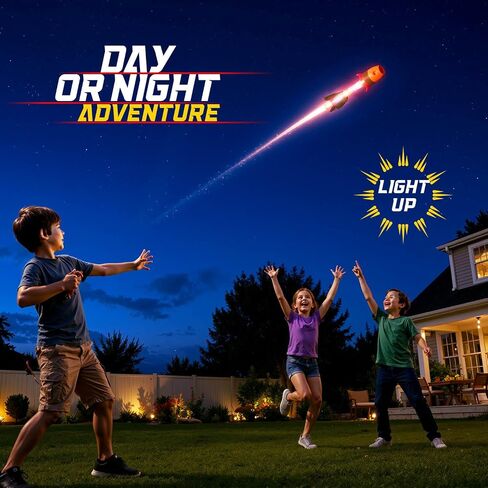 Light Up Toy Slingshot Rocket Launcher - Kids Outdoor Toys Ages 8-12 Years - 10 Year Old Boy Birthday Gift - Outside Sling Shot Boys Toys for 8 9 10 11 12 Year Old - Fun Gifts for Boys 8-10, 8-12 in Saudi Arabia