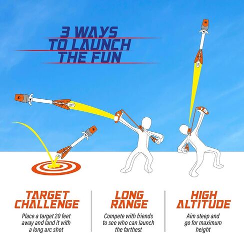 Light Up Toy Slingshot Rocket Launcher - Kids Outdoor Toys Ages 8-12 Years - 10 Year Old Boy Birthday Gift - Outside Sling Shot Boys Toys for 8 9 10 11 12 Year Old - Fun Gifts for Boys 8-10, 8-12 in Saudi Arabia