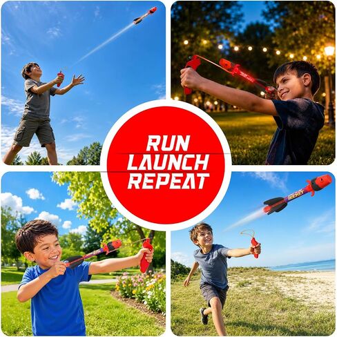 Light Up Toy Slingshot Rocket Launcher - Kids Outdoor Toys Ages 8-12 Years - 10 Year Old Boy Birthday Gift - Outside Sling Shot Boys Toys for 8 9 10 11 12 Year Old - Fun Gifts for Boys 8-10, 8-12 in Saudi Arabia