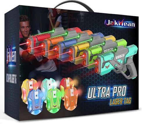 Rechargeable Laser Tag Set with Vests, Upgrade Laser Tag Guns Set of 4 with Mist Spray Effect & LED Digital, Multi Player Toy for Teen Boys & Girls, Indoor&Outdoor Toy Play Game Gift,Ages 8+ in Kuwait
