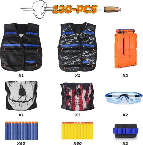 Fun Kids Tactical Vest Kit for Nerf Guns with 2-Pack Gift Set for Boys 4-12 in Kuwait