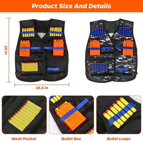 Fun Kids Tactical Vest Kit for Nerf Guns with 2-Pack Gift Set for Boys 4-12 in Kuwait