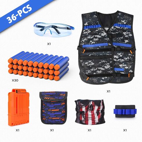 KKONES Kids Nerf Guns Tactical Vest Kit Darts Pouch Clips Mask Glasses in Kuwait