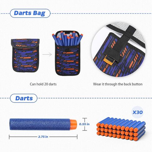 KKONES Kids Nerf Guns Tactical Vest Kit Darts Pouch Clips Mask Glasses in Kuwait