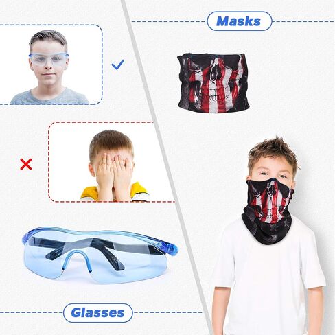 KKONES Kids Nerf Guns Tactical Vest Kit Darts Pouch Clips Mask Glasses in Kuwait