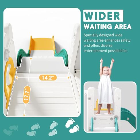 Toddler Slide for Kids with Climber Basketball Hoop, Storage Space, Telescope Kids Indoor Slide Baby Slide for Outdoor Play Upgraded Toddler Indoor Playground with Wider and Longer Slideway Upgraded in Saudi Arabia