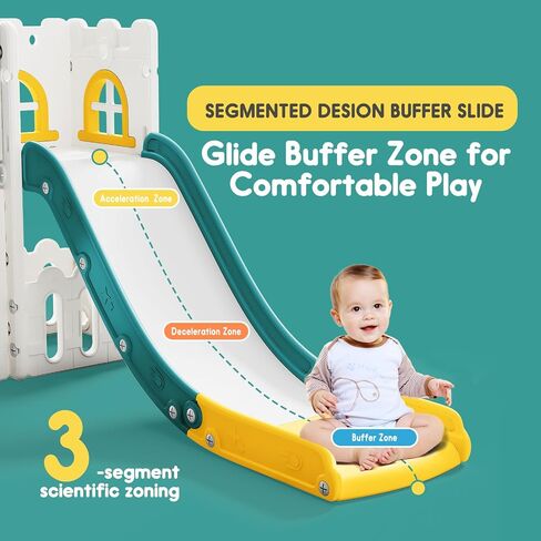 Toddler Slide for Kids with Climber Basketball Hoop, Storage Space, Telescope Kids Indoor Slide Baby Slide for Outdoor Play Upgraded Toddler Indoor Playground with Wider and Longer Slideway Upgraded in Saudi Arabia