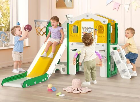 BIERUM 9 in 1 Toddler Slide for Toddlers Aged 1-3 Indoor Playset Green in Saudi Arabia