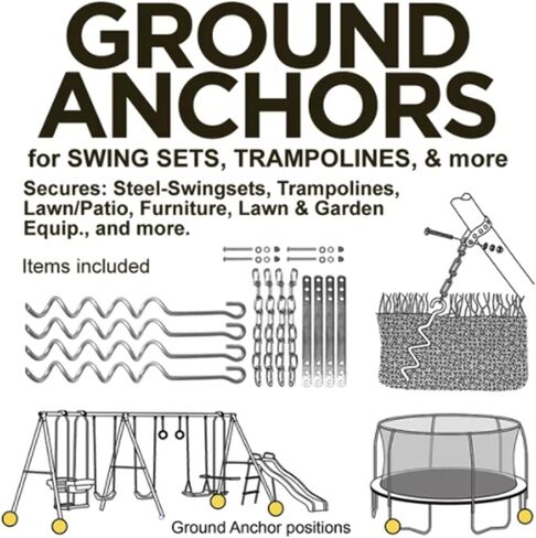 Swing Set Ground Anchors - 4pcs Metal Auger-Style 12 3/4" ea. Easy Assembly in Kuwait