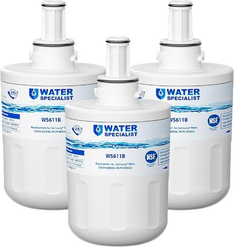 Waterspecialist DA29-00003G Refrigerator Water Filter, Replacement for Samsung DA29-00003B, RSG257AARS, RFG237AARS, HAFCU1, RS22HDHPNSR, WSS-1, 3 Filters in Kuwait
