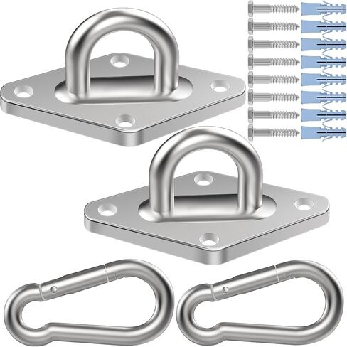Hammock Hooks 2 Pack, Heavy Duty Hammock Hanging Kit, M8 Pad Eye Hanging Hooks for Porch Swing, 1000Lbs Holding Capacitym,Black in Kuwait