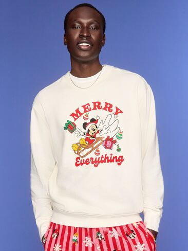 Old Navy Old Navy x Disney Mickey Mouse Oversized Crew Sweatshirt for Men - Disney Wreath (Match the Fam!) in Kuwait
