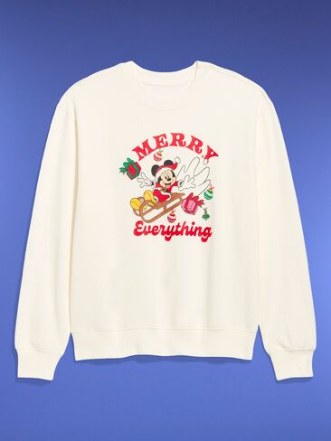 Old Navy Old Navy x Disney Mickey Mouse Oversized Crew Sweatshirt for Men - Disney Wreath (Match the Fam!) in Kuwait