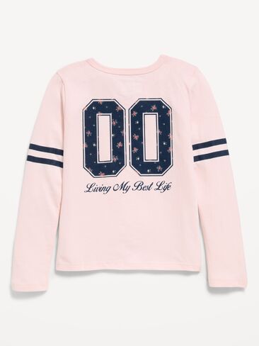 Old Navy Long-Sleeve Graphic T-Shirt for Girls - Pink Pirouette in Saudi Arabia
