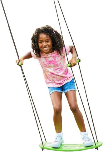 Swurfer Kick Stand Up Surfing Tree Swing Outdoor Swings for Kids Up to 200 Lbs - Hang from Up to 10 Feet High - Includes 24" SwingBoard, UV Resistant Rope, & Handles in Saudi Arabia