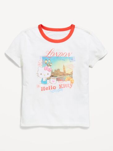 Old Navy Hello Kitty® Ringer Graphic T-Shirt for Girls - Sea Salt in Kuwait