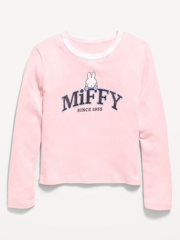 Old Navy Miffy™ Long-Sleeve Graphic Ringer T-Shirt for Girls - Pink Pirouette in Kuwait