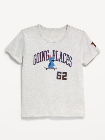 Old Navy Disney© Stitch Graphic T-Shirt for Girls - Light Heather Gray in Kuwait