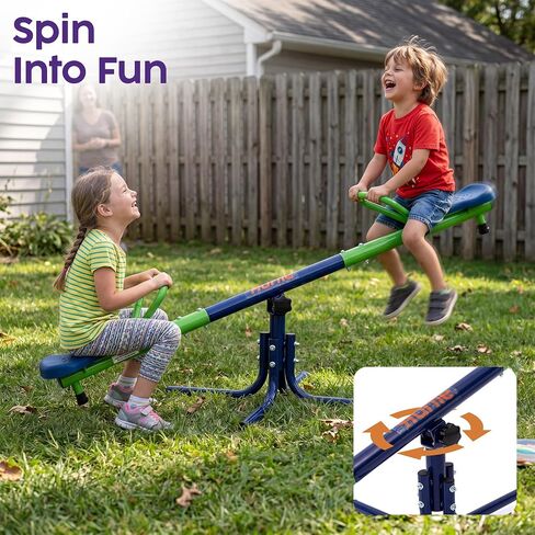 HURTLE Spinning Swivel Seesaw for Kids, Teeter Totter for Toddlers, Sturdy Steel Outdoor Seesaw for Boys & Girls, Kids Yard Toy that Spins & Teeters for Active, Screen Free Fun, Great Backyard Gift in Kuwait