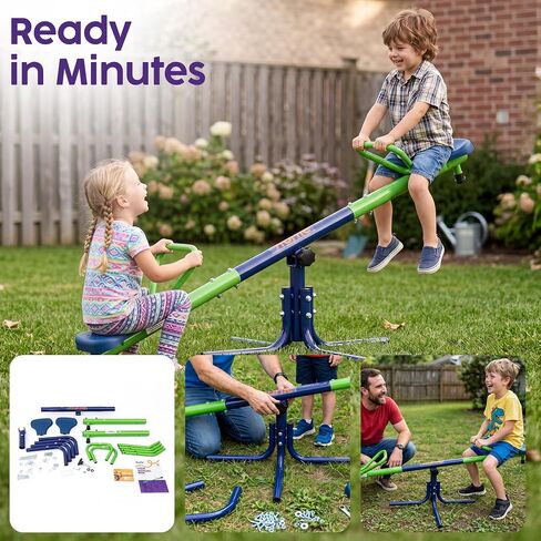 HURTLE Spinning Swivel Seesaw for Kids, Teeter Totter for Toddlers, Sturdy Steel Outdoor Seesaw for Boys & Girls, Kids Yard Toy that Spins & Teeters for Active, Screen Free Fun, Great Backyard Gift in Kuwait